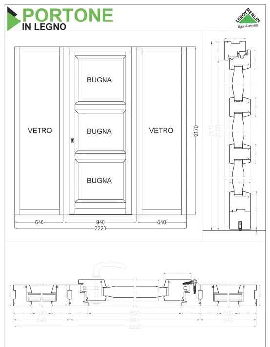Portoncino d'ingresso in legno Bugnale 41 L 80 x H 210 cm noce apertura a destra