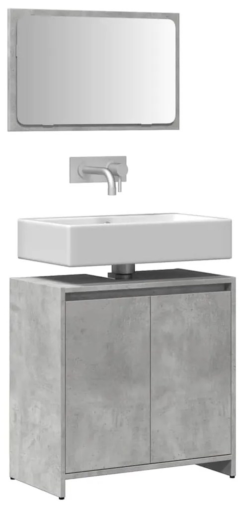 Set Mobili Da Bagno 2 Pz Grigio Cemento İn Legno Multistrato /