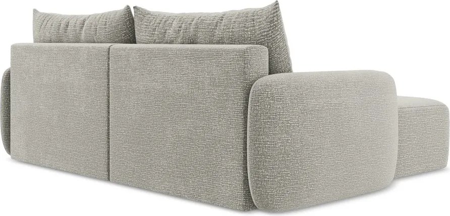 Divano angolare grigio chiaro allungabile/con contenitore (con penisola a sinistra) Kalena – Makamii