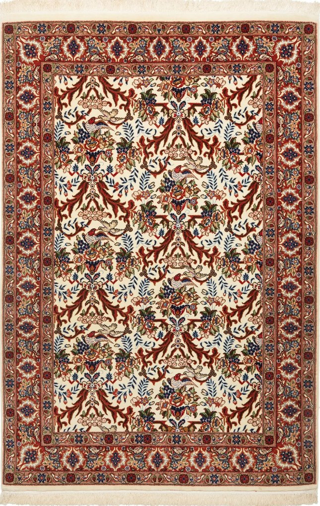 Isfahan Tappeto 160x110 Rosso (Iran) Annodato A Mano