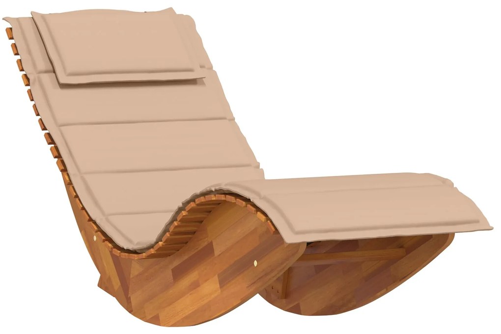 Lettino da sole set di 2 beige legno e tessuto imbottito grande