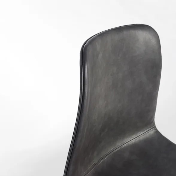 Sedia Da Interno In Ecopelle Antracite Vintage Senza Braccioli Kyra Bizzotto - 4 Pz