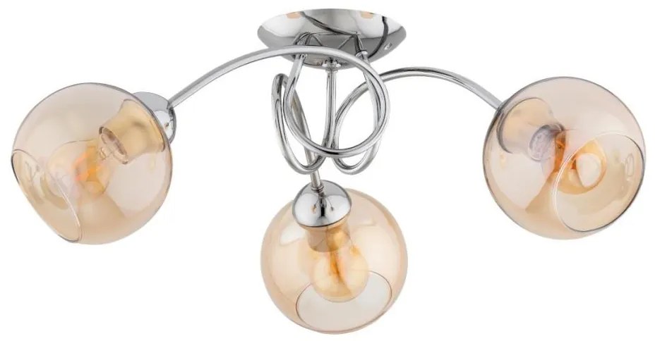 Lampadario a plafone TEVI 3xE27/60W/230V cromo lucido/beige