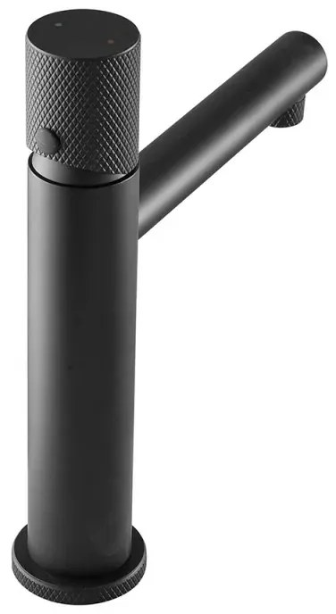 Miscelatore lavabo nero opaco con leva zigrinata in acciaio inox Gemini