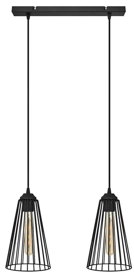 Lampadario a sospensione con filo TORRI 2xE27/15W/230V nero