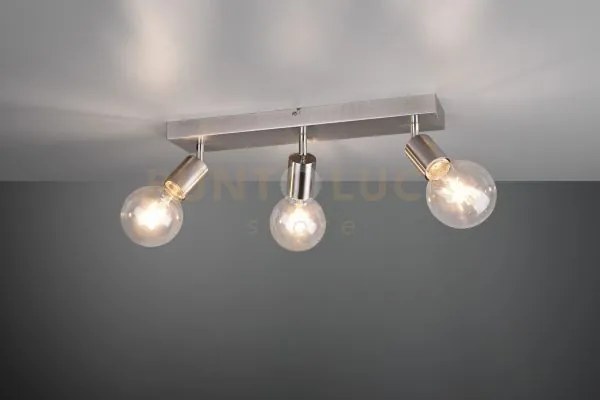 Vannes barra 3 spots orientabili acciaio satinato l. 44cm attacco e27