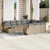 Set Divani da Giardino 11 pz con Cuscini Beige in Polyrattan 3254266