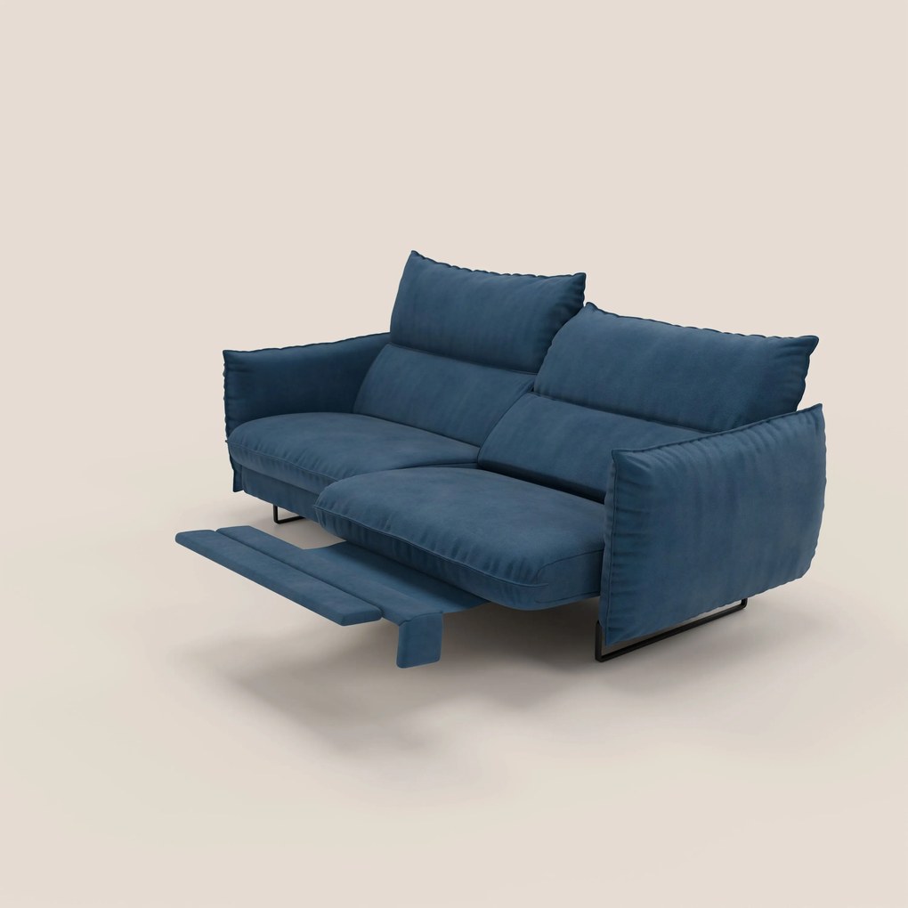 Monamour Divano dal design moderno con opzione relax elettrico in microfibra smacchiabile impermeabile T11 blu