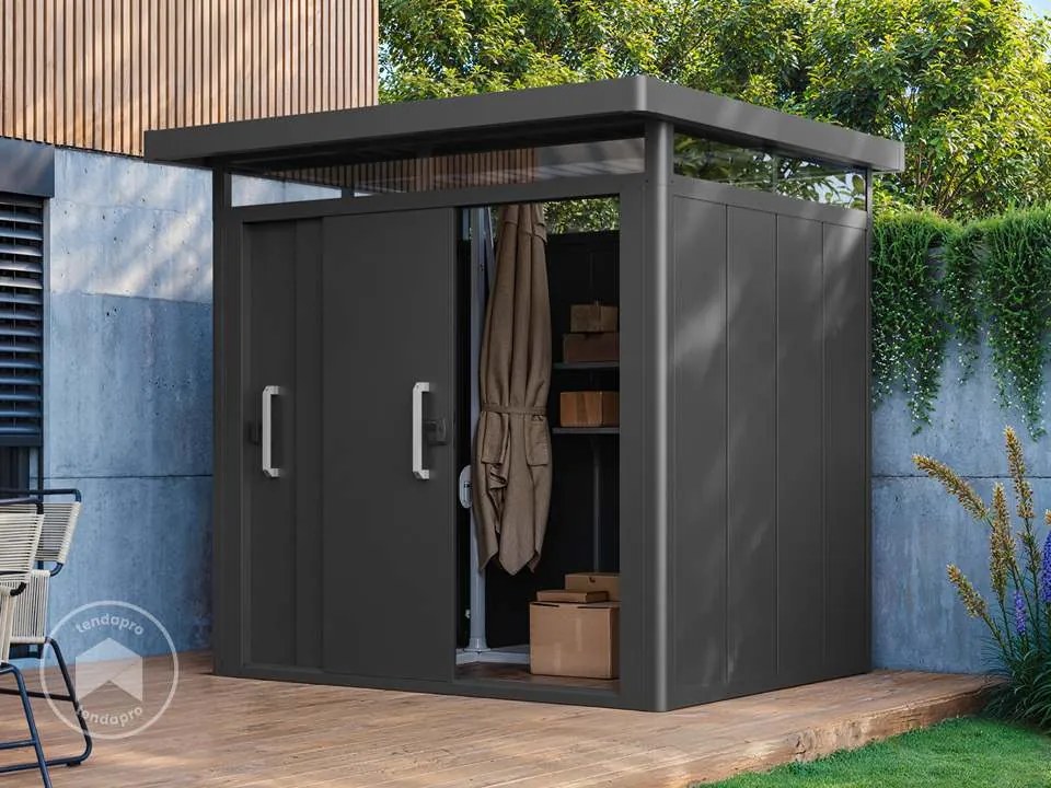 PRIMEYARD Casetta da giardino 228 x 180 cm, antracite - (GFPV01001)