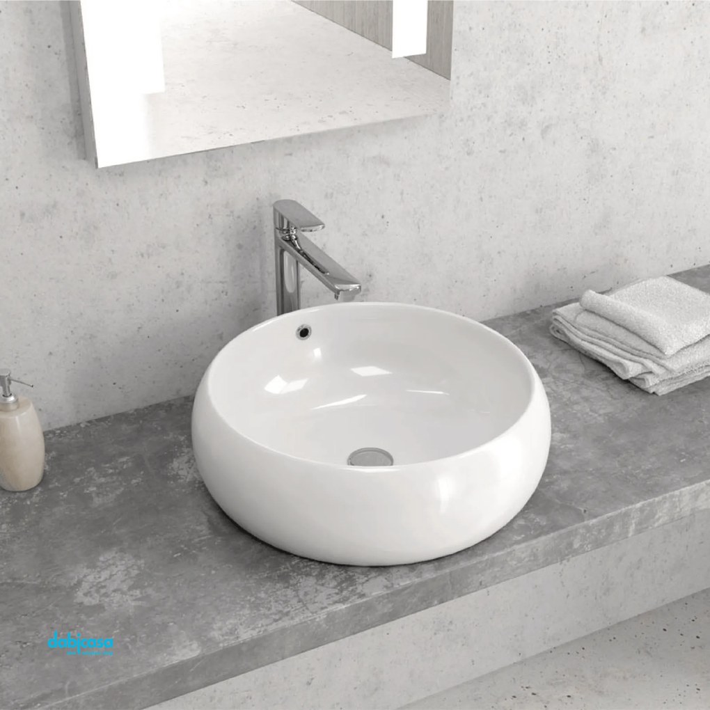 Lavabo D'Appoggio Da Diam.44,5 Cm Bianco Lucido