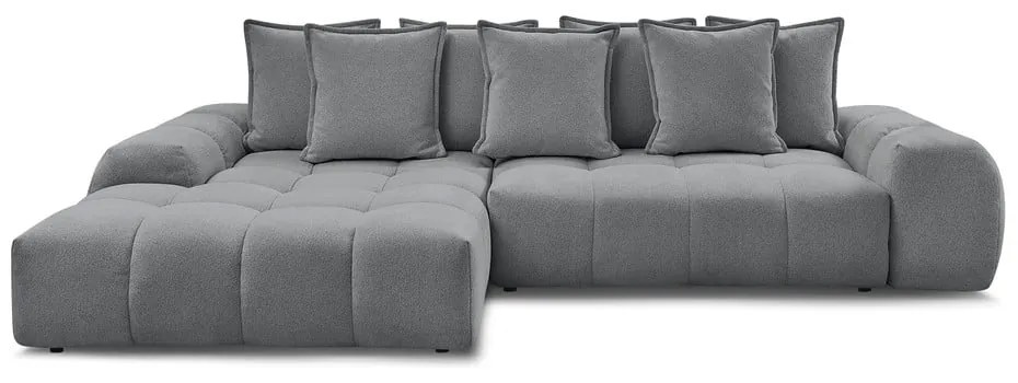 Divano angolare grigio scuro allungabile e con contenitore (penisola a sinistra/chaise lounge) con rivestimento in ciniglia Everest – Bobochic Paris