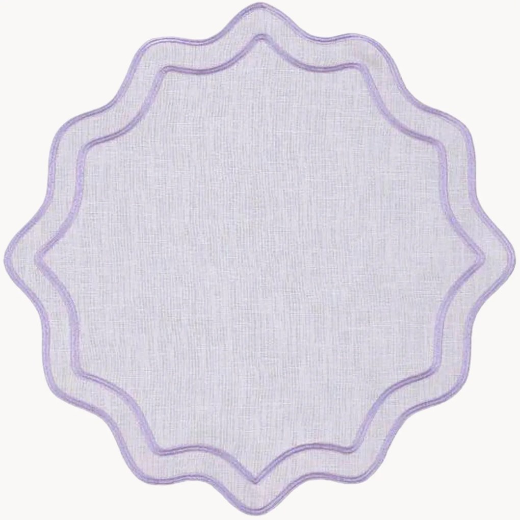 Tovaglietta rotonda con bordo ricamato Bloom