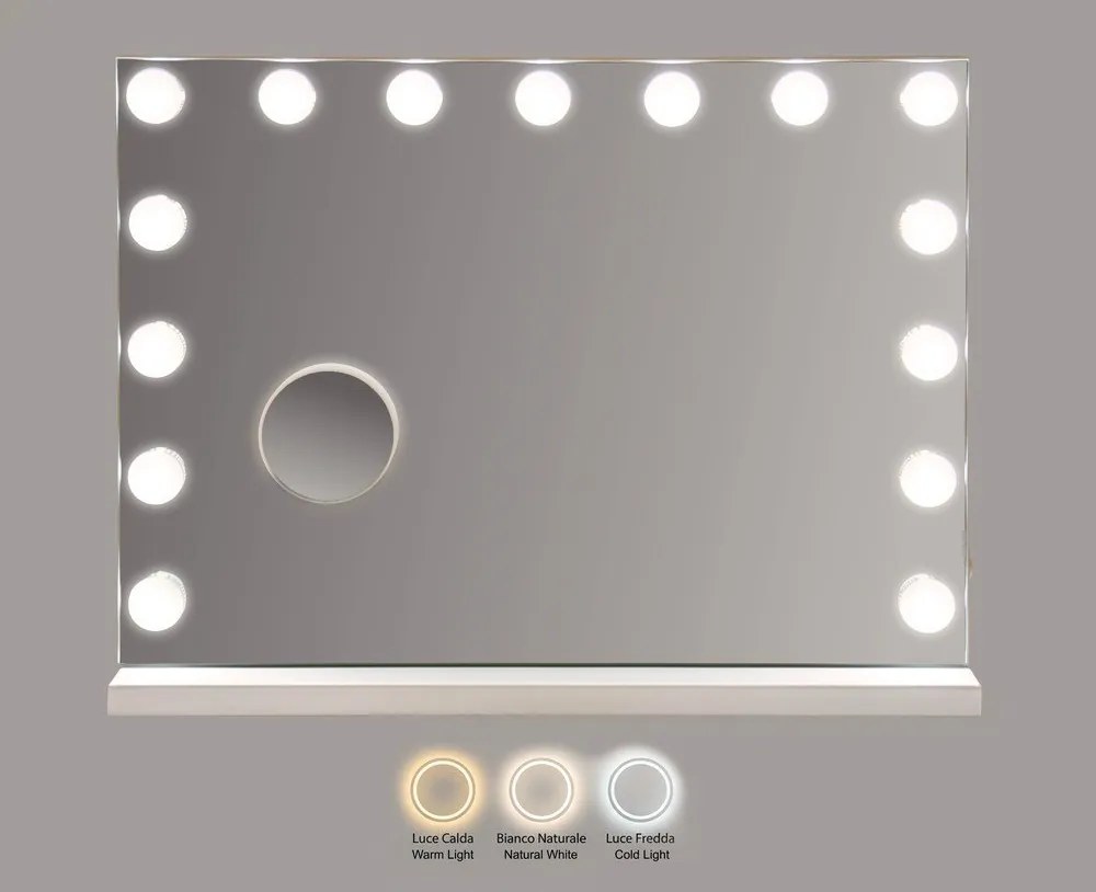 Specchio da parete con illuminazione/con ripiano 55x43 cm Hollywood – Mauro Ferretti