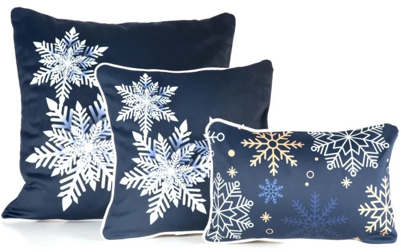 Federa natalizia blu decorata con fiocchi di neve Larghezza: 45 cm | Lunghezza: 45 cm