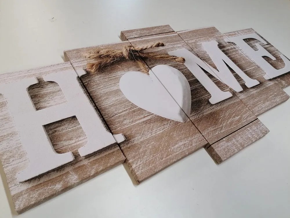 Quadri 5 pezzi – Con scritta Home in stile vintage