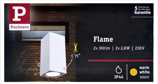 Paulmann 94330 - 2xLED/2,8W IP44 Applique da esterno  FLAME 230V bianca