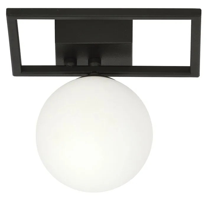 Plafoniera Moderna 1 Luce Imago 1130/1E In Acciaio Nero Vetro Opale