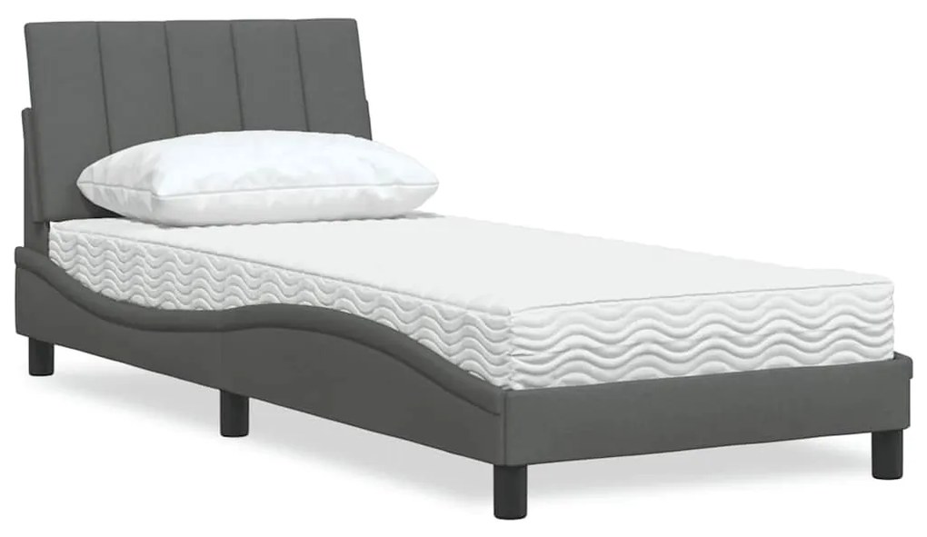 Letto Con Materasso Grigio Scuro 90x190 Cm İn Tessuto /