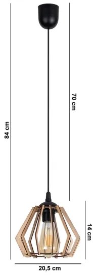 Lampadario su filo BERGO 1xE27/60W/230V nero