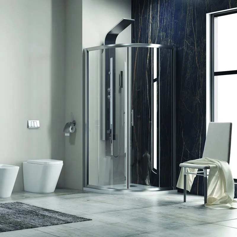 Box doccia 90x90cm semicircolare vetro trasparente anticalcare KF2000 - KAMALU