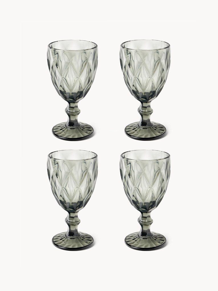 Set di 4 bicchieri da vino con motivo strutturato Colorado