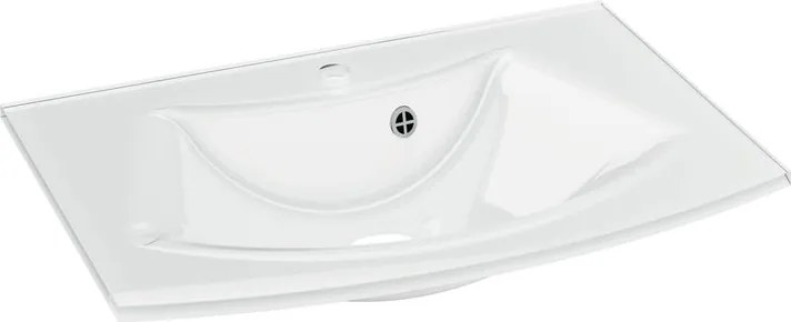 Lavabo a incasso ovale vasca centrale Image L 70.5 x H 1.5 x P 49.2 cm in vetro bianco lucido