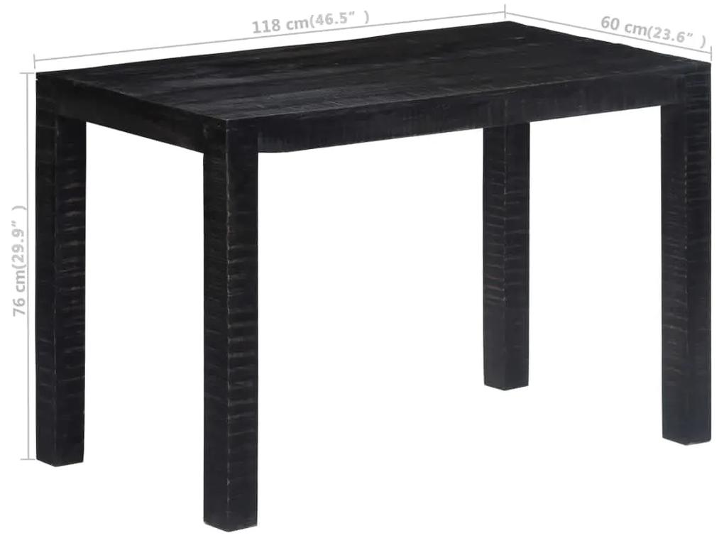 Tavolo da Pranzo Nero 118x60x76 cm in Legno Massello di Mango