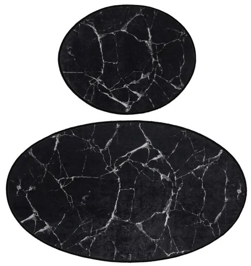 SET 2x Tappeto da bagno MARBLE 50x60/60x100 cm nero