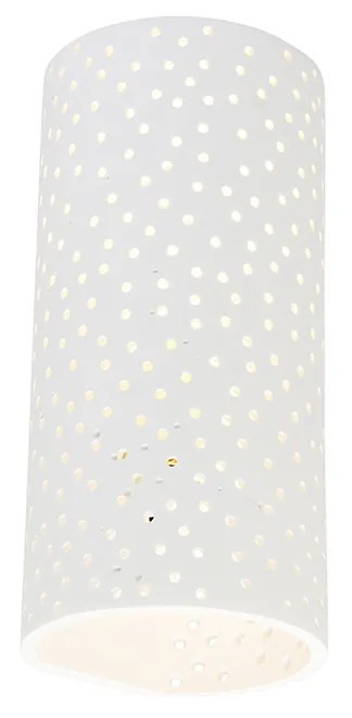 Lampada da parete vintage in gesso bianco a forma di cilindro - Mahou