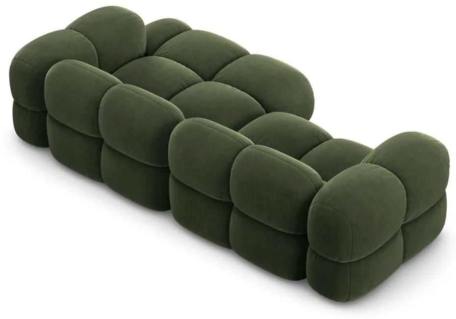 Divano angolare verde (con penisola a destra/con chaise lounge) con rivestimento in velluto Loretto – Cosmopolitan Design
