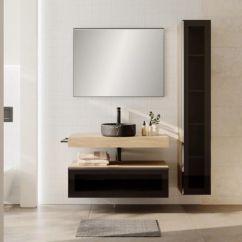 Colonna Star L30 H180 P32 con 1 anta reversibile a chiusura ammortizzata, rovere oak