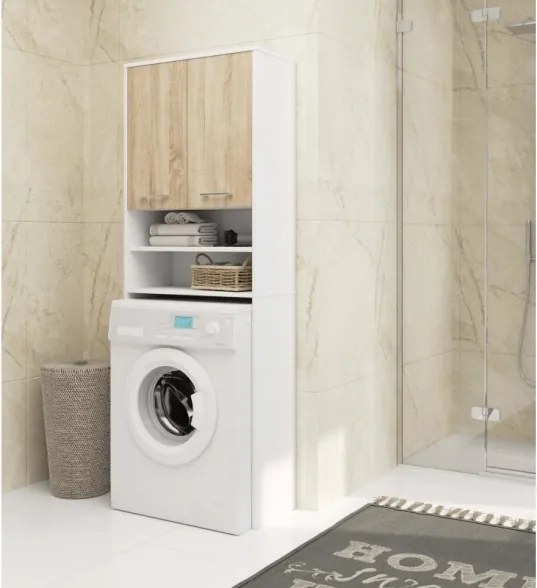 Mobile Coprilavatrice 2 Ante E Vani A Giorno 64x30x180 Diana Bianco/Rovere