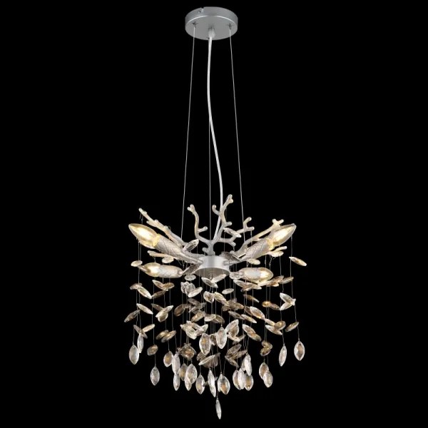 Globo 64138HS - Lampadario sospeso a cavo QUEENA 4xE14/40W/230V, finitura argento