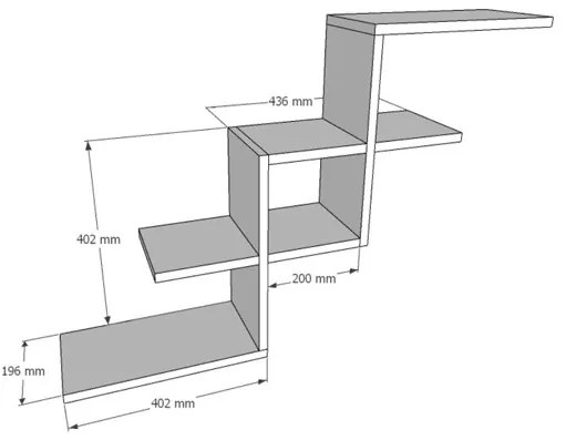 Mensola Sospesa Design A Scala 104x20x64 Reno Rovere Chiaro