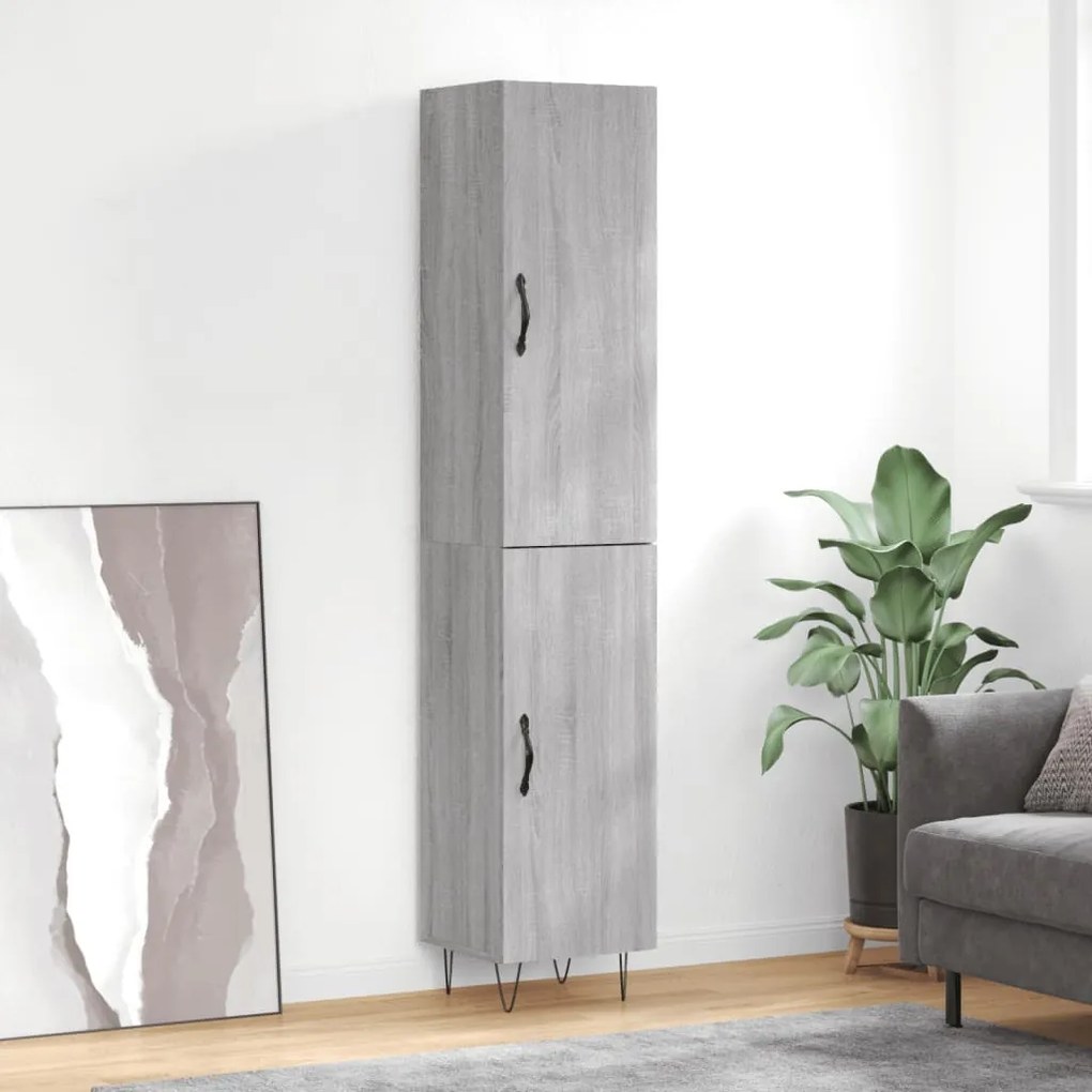 Credenza grigio sonoma 34,5x34x180 cm in legno multistrato