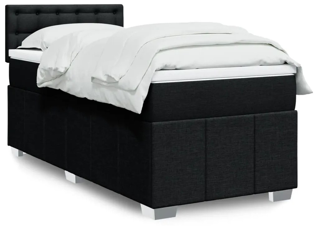 Giroletto A Molle Con Materasso Nero 90x190 Cm İn Tessuto /