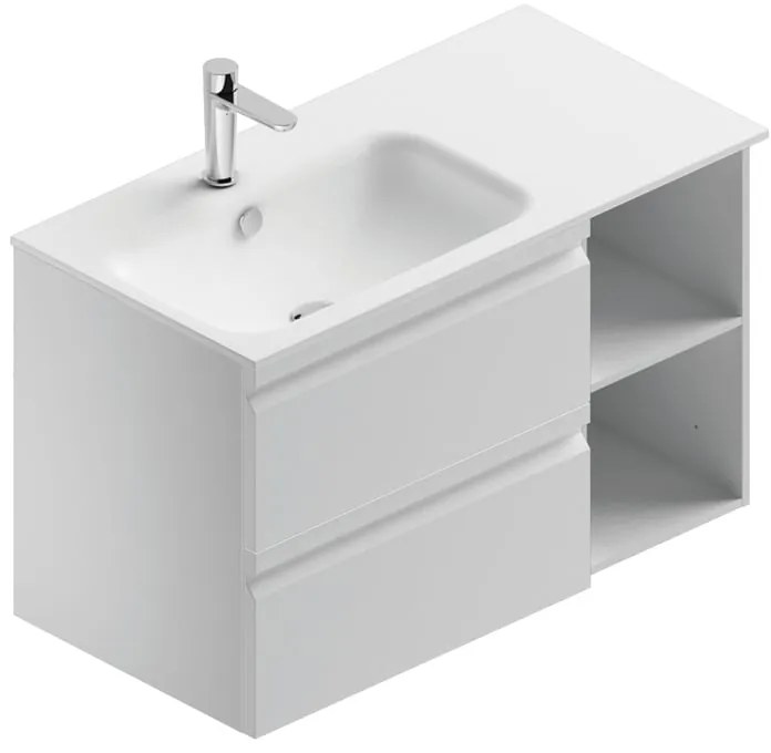 Mobile bagno con lavabo L 90 x H 56 x P 46 cm bianco opaco in mdf 2 cassetti per vasca a sinistra Pull