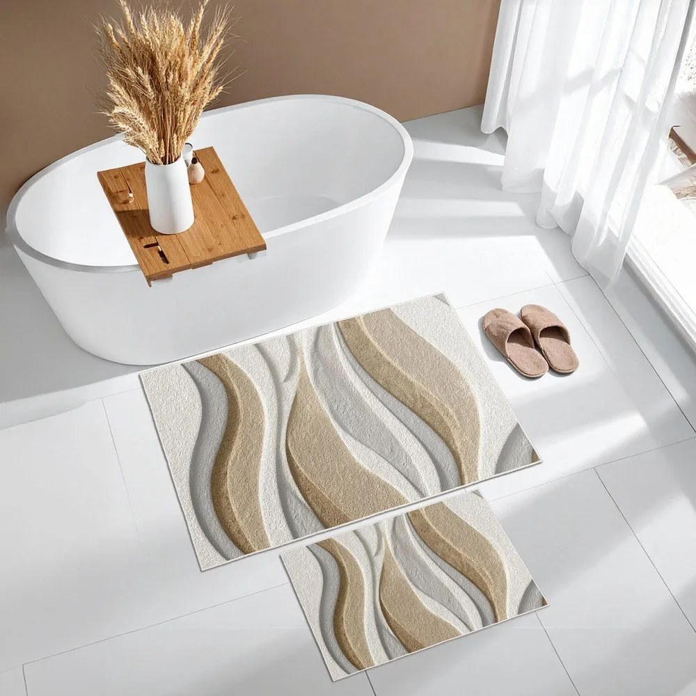 Set di tappetini per il bagno beige 2 pz 60x100 cm – Foutastic