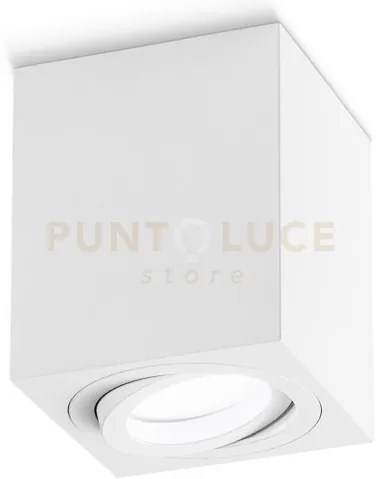 Gfa331- faretto h. 9,6cm quadrato bianco orientabile in alluminio 1...