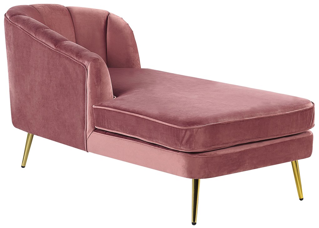 Chaise longue velluto rosa destra ALLIER Beliani