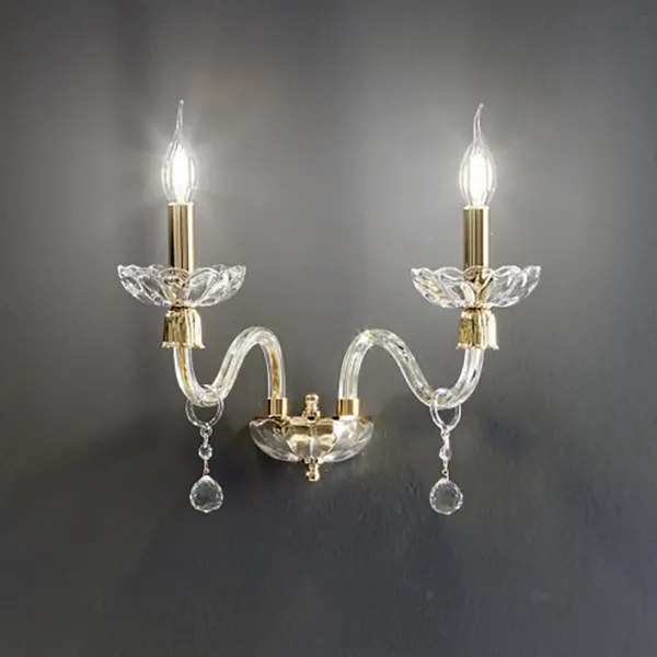 Applique ROXANNE in vetro soffiato 30x20 cm 2 Luci Oro