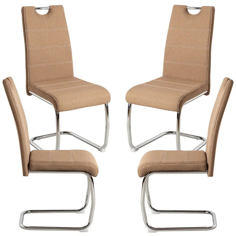 Pack 4 Sedie Hallen Tessuto - Marrone Chiaro