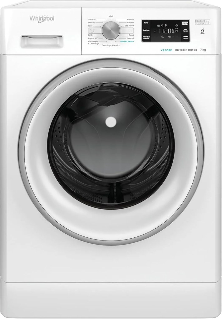 Whirlpool Lavatrice 7 kg FFB 7469 SV IT - 6° SENSO, FreshCare+, 1400 Giri, Classe A
