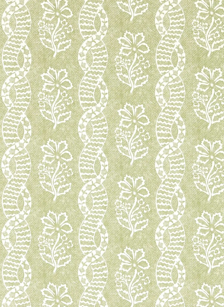 Zoffany Carta da parati Dabu Stripe - Pale Olive
