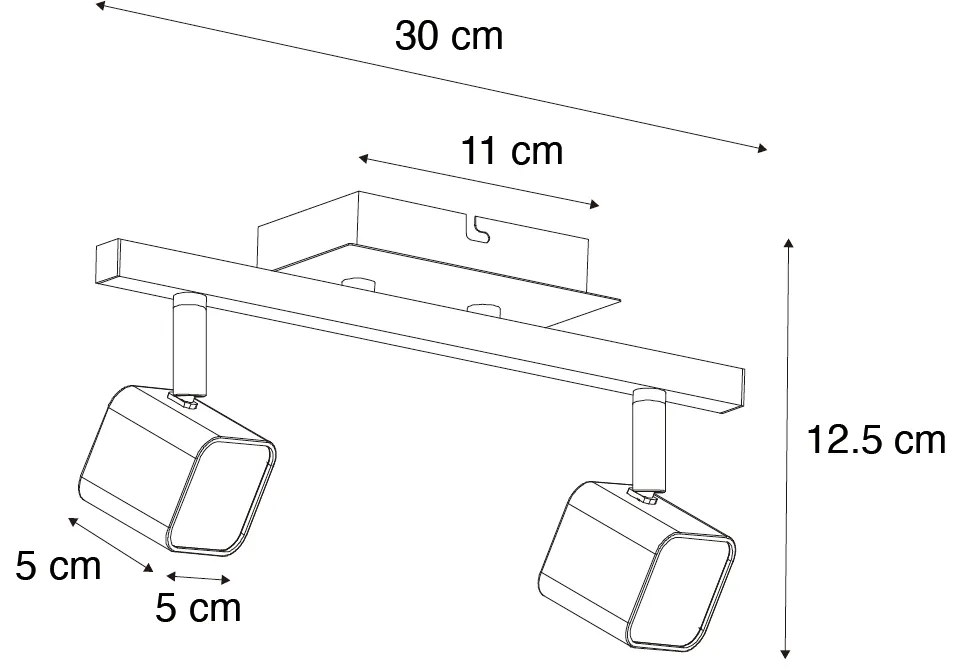 Plafoniera moderna nera con LED 2 luci - Nola