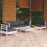 Set Divani da Giardino 6 pz con Cuscini Legno Massello di Pino cod mxl 44378