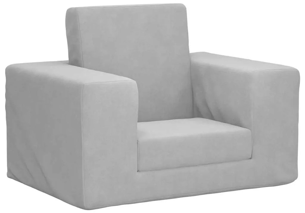 Divano Per Bambini Grigio Chiaro İn Morbido Peluche /