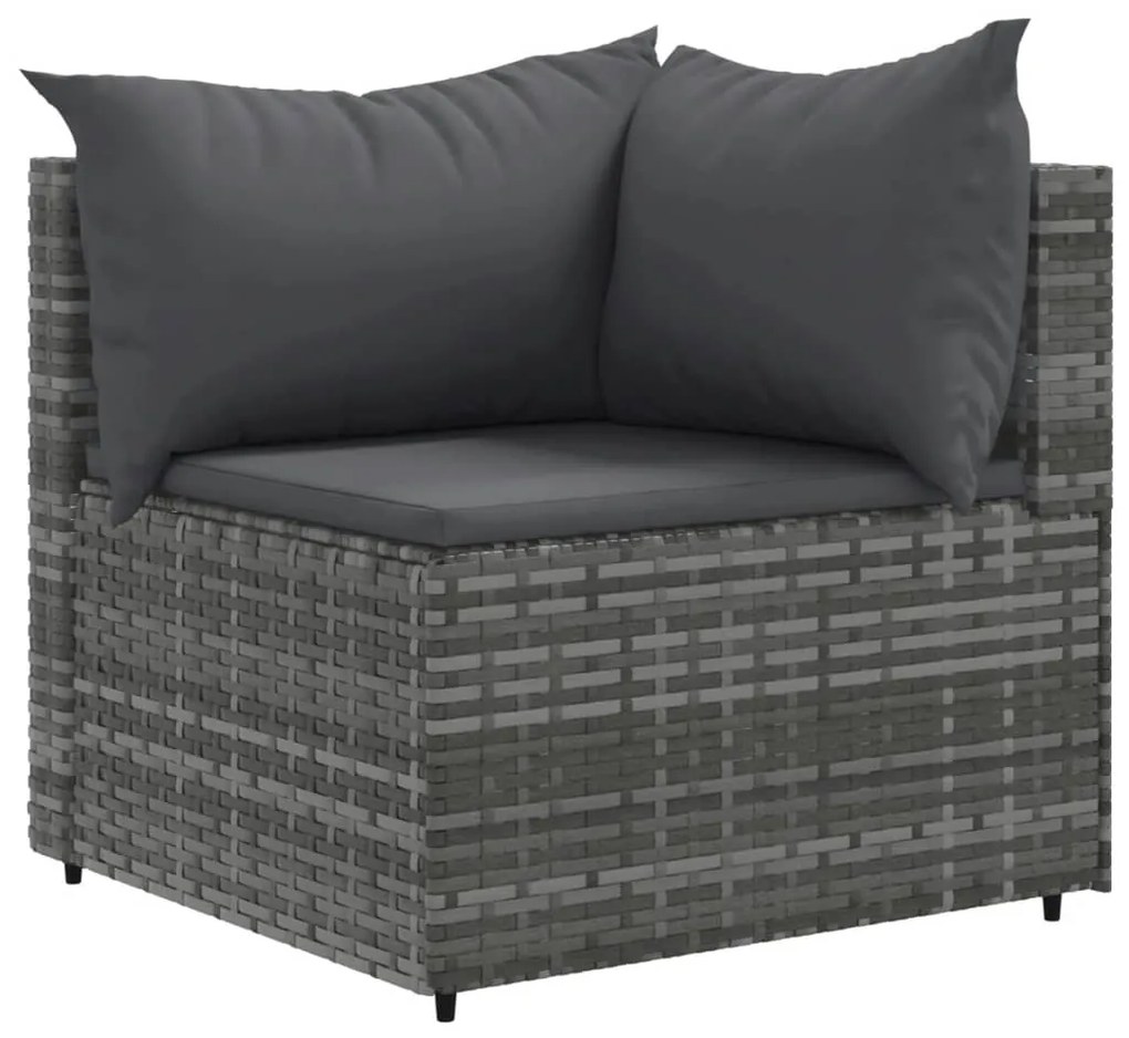 Set divani da giardino 6 pz con cuscini in polyrattan grigio