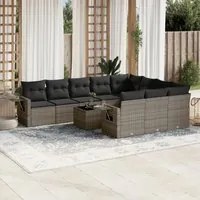 Set Divani da Giardino 11 pz con Cuscini in Polyrattan Grigio 3220699