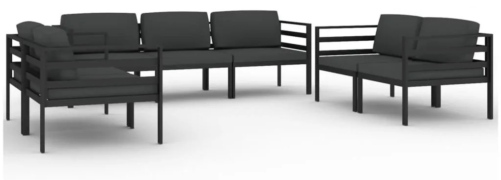 Set divani da giardino 7 pz con cuscini in alluminio antracite